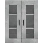 vidaXL Highboard gris béton 69,5x34x180 cm Bois composite