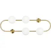 Beliani Applique or fer et verre 70 cm 4 lumières design moderne abat-jour en verre éclairage moderne