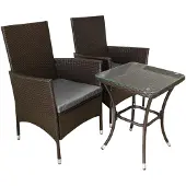 Monster Ensemble de table et chaises de jardin en rotin marron, idéal pour balcon et jardin