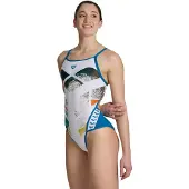 Arena Femmes, Maillot de bain, Planet Super Fly, Multicolore, Bleu, Blanc, (44)