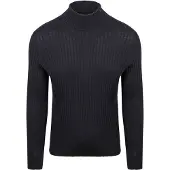 Suitable Pull Col Roulé Rib Merino Marine Bleu Bleu foncé taille M