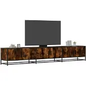 vidaXL Armoire TV chêne fumé 240x35x41 cm Bois composite