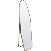 Beliani Miroir sur pied dans un cadre en aluminium doré 48 x 160 cm avec pied forme irrégulière encadrée sur toute la longueur design moderne