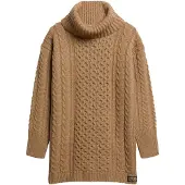 Superdry pour femme. W8011743A Robe en tricot tressé marron (L), Casuel, Acrylique, Manche longue