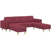 vidaXL Salon Canapé 3 pcs vin rouge polyester
