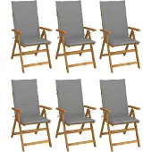 vidaXL Chaises de jardin pliantes 6 pcs. avec coussins en bois massif d'acacia