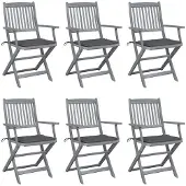 vidaXL Chaises de jardin pliantes 6 pièces avec coussin en bois massif d'acacia