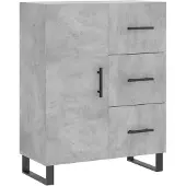 vidaXL Highboard gris béton 69,5x34x180 cm Bois composite