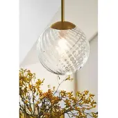 Nordlux Lustre à suspension Chisell Art Deco, Variante : Ø 250 x 380 mm, E27, clair, laiton