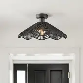 LumenXL Plafonnier Boho-chic Carta noir avec corde Ø40 cm