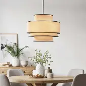 LumenXL Lampe suspendue de style japonais Zohra avec tissu naturel
