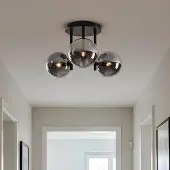LumenXL Plafonnier à 3 lumières Elora noir avec verre fumé