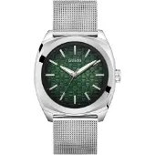 GUESS Montre à affichage analogique 'Marshall' vert foncé / argent