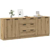 vidaXL Sideboards 3 pcs. Chêne Artisan 60x30x70 cm Bois composite