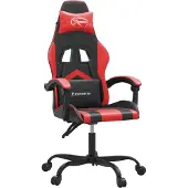 vidaXL Chaise de jeu pivotante noir et rouge similicuir