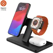 FIXED | MagPowerstation 3-in-1 wireless charging stand with MagSafe mount support | FIXMPOS-BK | Black