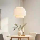 LumenXL Lampe suspendue Japandi Vilo - tissu blanc