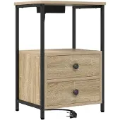 vidaXL Table de nuit avec station de chargement Chêne sonoma