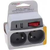 Chacon Prise Électrique 2 X 16a + Usb-a Usb-c Grijs (48150)