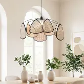 LumenXL Lampe suspendue boho noire Floare en rotin