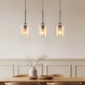 LumenXL Suspension design Tovano 3 lumières en verre ambré