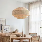 LumenXL Lampe suspendue en rotin naturel Rope