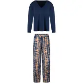 Lingadore Pyjama camel / mastic / marine