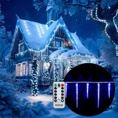 Monzana Guirlande lumineuse 40 LED bleu stalactite télécommande noël fonction timer