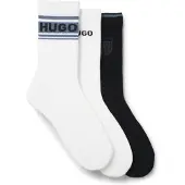 HUGO Lot de trois paires de chaussettes courtes logotées