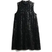 Superdry pour femme. W8012035A Robe à paillettes noire (XS), Casuel, Fête, Classique, Polyester, Sans manches / bretelles