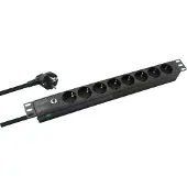Helos Multiprise 19" PROFESSIONAL, 8 prises, noir, 2,0 m, sans interrupteur