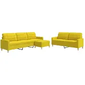 vidaXL Ensemble de canapés 3 pièces avec repose-pieds Tissu jaune clair