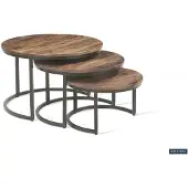 Molecule Ensemble de 3 tables basses Gaja-bois de mango
