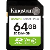 Kingston 64gb Sdxc Canvas Select Plus Gen3 100 Mb/s C10 Uhs-i U1 V10 Memory Card Clair