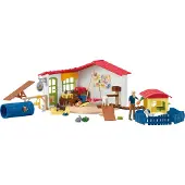 Schleich Hôtel des Animaux de la Ferme - Grand coffret de 54 Pièces de Jouets avec Chien, Chat, Lapin, Accessoires et Plus - Cadeau