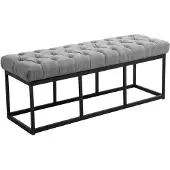 CLP Banquette avec pieds en métal assise en tissu Gris