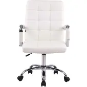 CLP Chaise de bureau réglable pivotant en similicuir Blanc