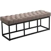 CLP Banquette avec pieds en métal assise en tissu Taupe