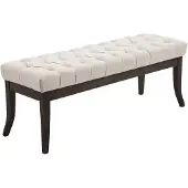 CLP Banquette avec pieds en bois assise en tissu Crème