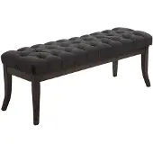 CLP Banquette avec pieds en bois assise en tissu Gris foncé