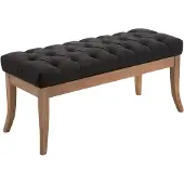 CLP Banquette avec pieds en bois assise en tissu Gris foncé