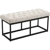 CLP Banquette avec pieds en métal assise en tissu Crème