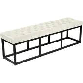 CLP Banquette avec cadre en métal et assise en velours Crème