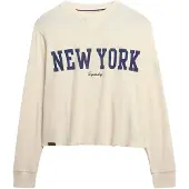 Superdry Ath Essential Graphic Long Sleeve T-shirt Beige 2XS Femme