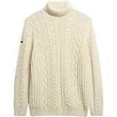 Superdry Homme Pull Torsadé à col Roulé Jacob Blanc Taille: Xxxl