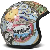 DMD Retro Woodstock Casque Jet Bleu/Rouge/Beige L unisex