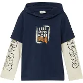 s.Oliver T-Shirt bleu marine / orange / blanc