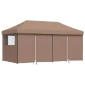 vidaXL Tente de réception Pop-Up pliante avec 4 panneaux latéraux Marron
