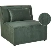 Beliani Module Fauteuil En Velours Côtelé Vert Foncé Pour Canapé Lemvig