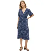 Superdry Femme Robe Midi Portefeuille Imprimée Navy Taille: 34